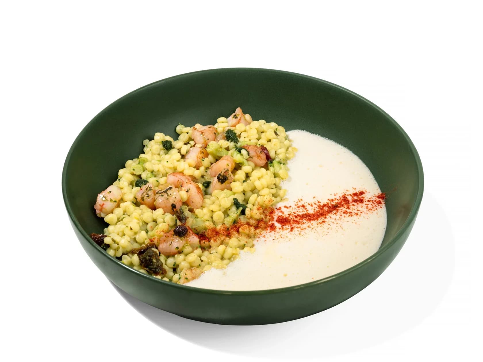 птитим с креветками и сырным соусом