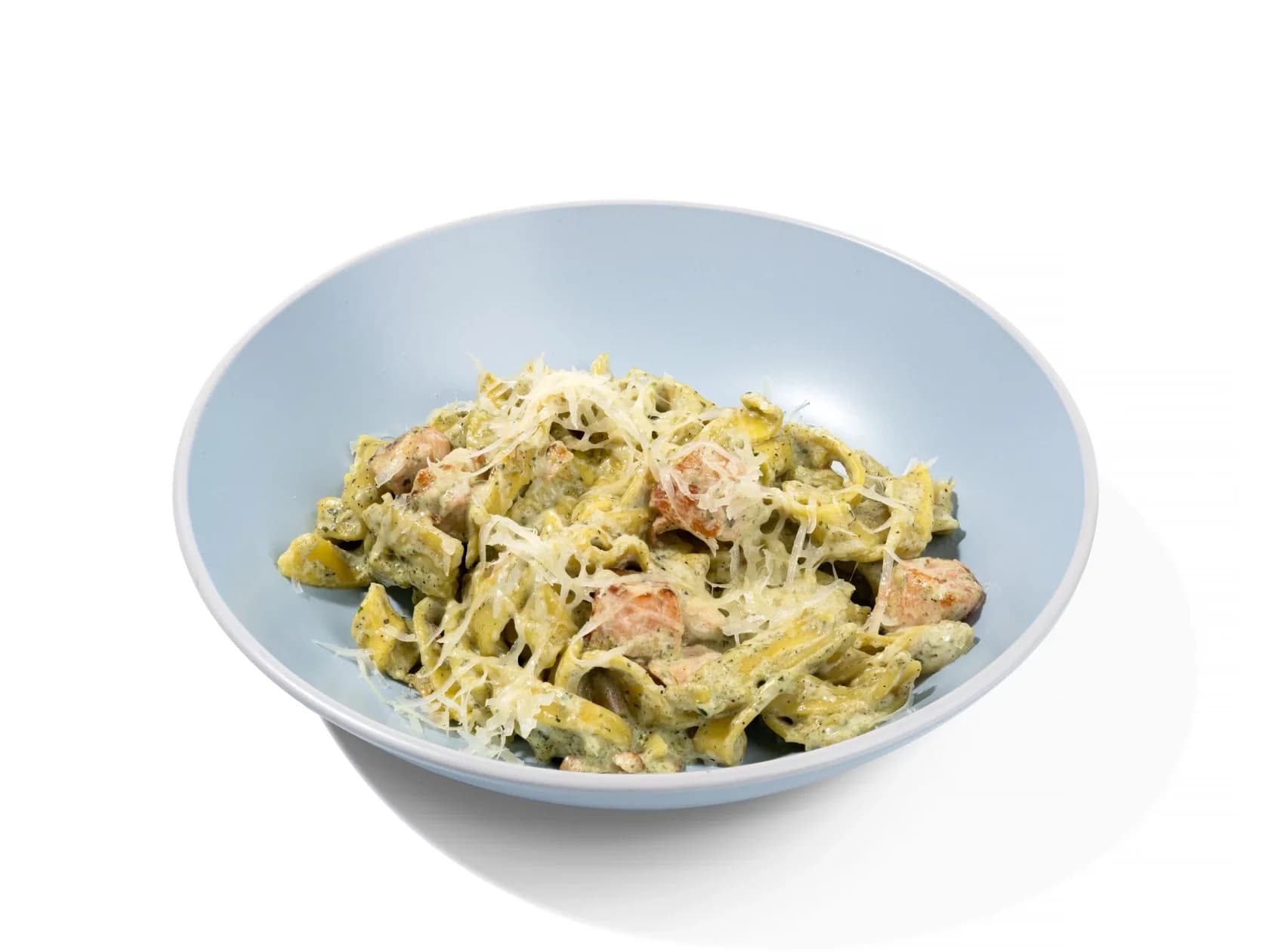 фетучини с соусом песто лососем